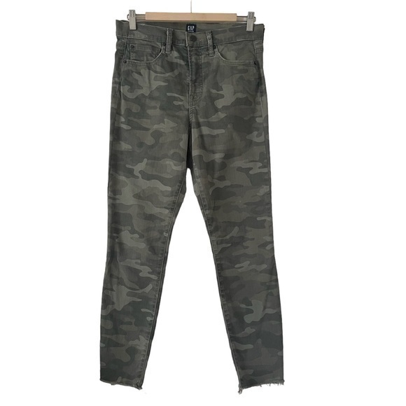 Gap True Skinny High Rise Camo Green Jeans Size 8/29 - Picture 1 of 12